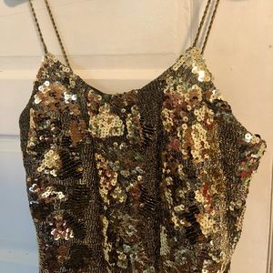 Circa 1980s Vintage Karen Lucas X Niki Gold Dress